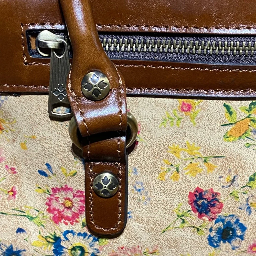 Patricia Nash Calvi Prairie Rose Floral Leather‎ Satchel Crossbody Bag P272170X